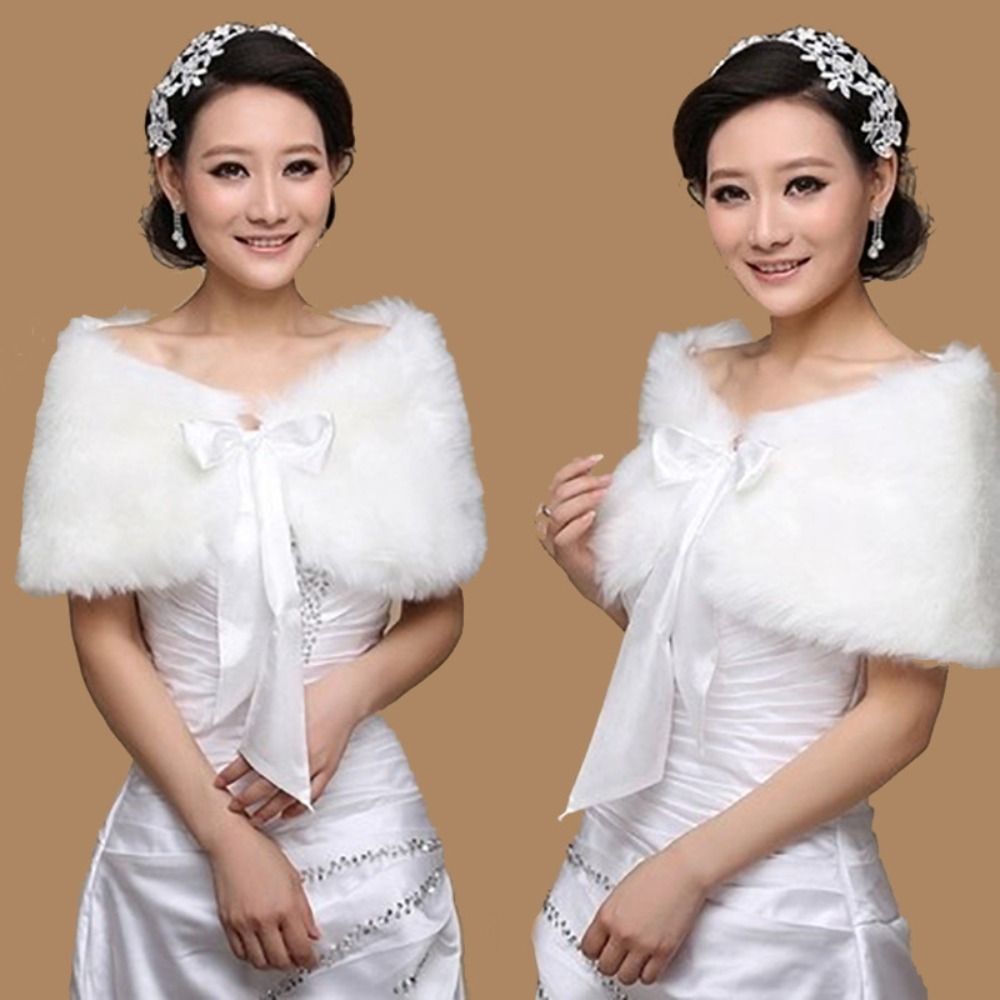 Winter Clothing Design - Winter Cape White Fur Shawl Wedding