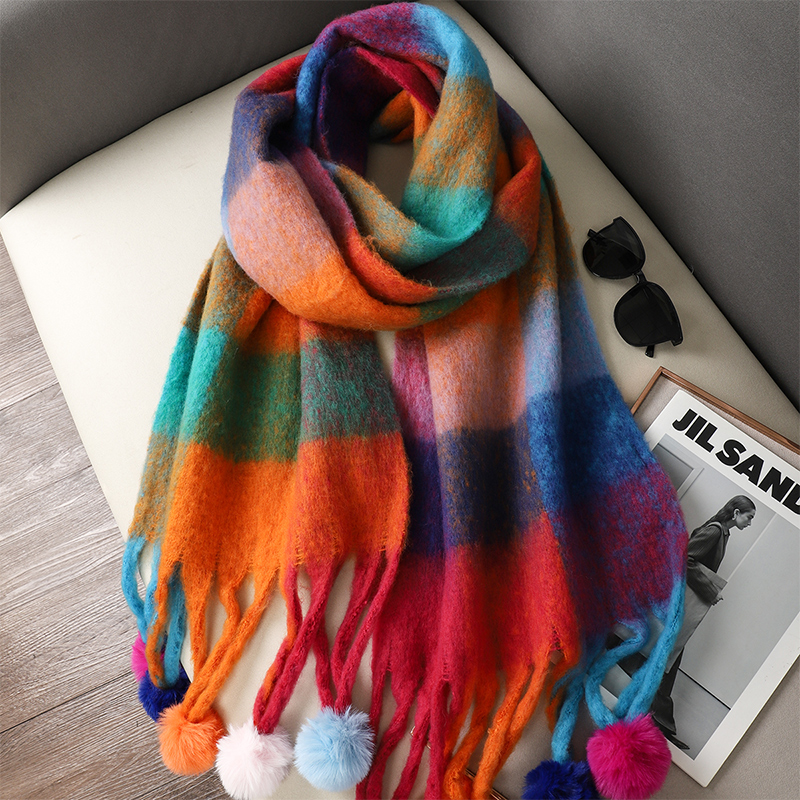 Cashmere Scarf Wrap - Luxury Plaid Scarf Winter Warm Cashmere