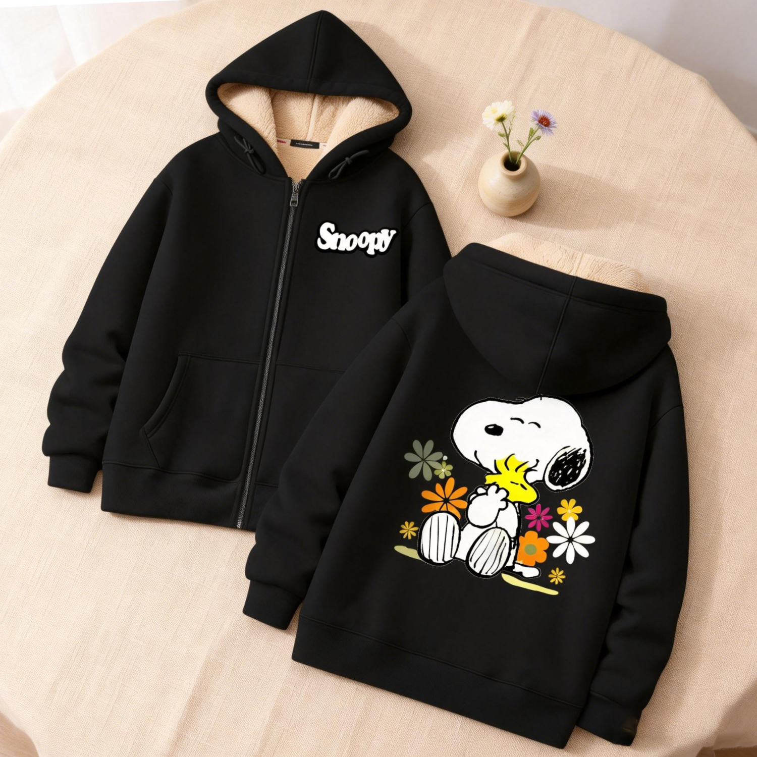 Snoopy Black Zip Hoodie Adult  - مراجعة Winter Clothing Uae وسعره