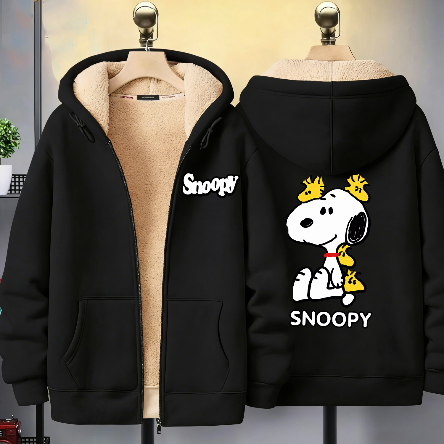 Snoopy Black Zip Hoodie Adult  - مراجعة Winter Clothing Uae وسعره