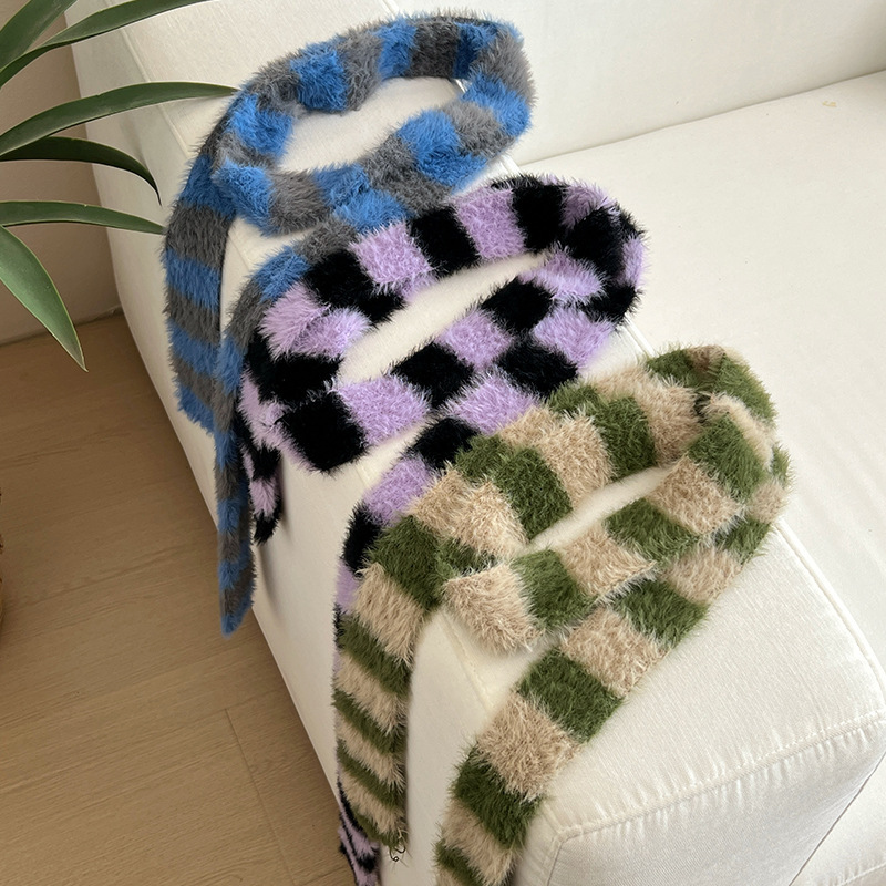 Y2k Striped Plush Narrow Long  - مراجعة Winter Clothing Accessories وسعره