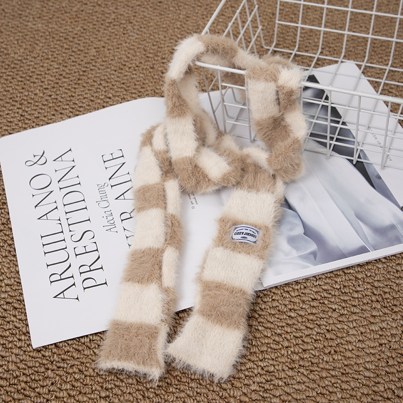 Y2k Striped Plush Narrow Long  - مراجعة Winter Clothing Accessories وسعره