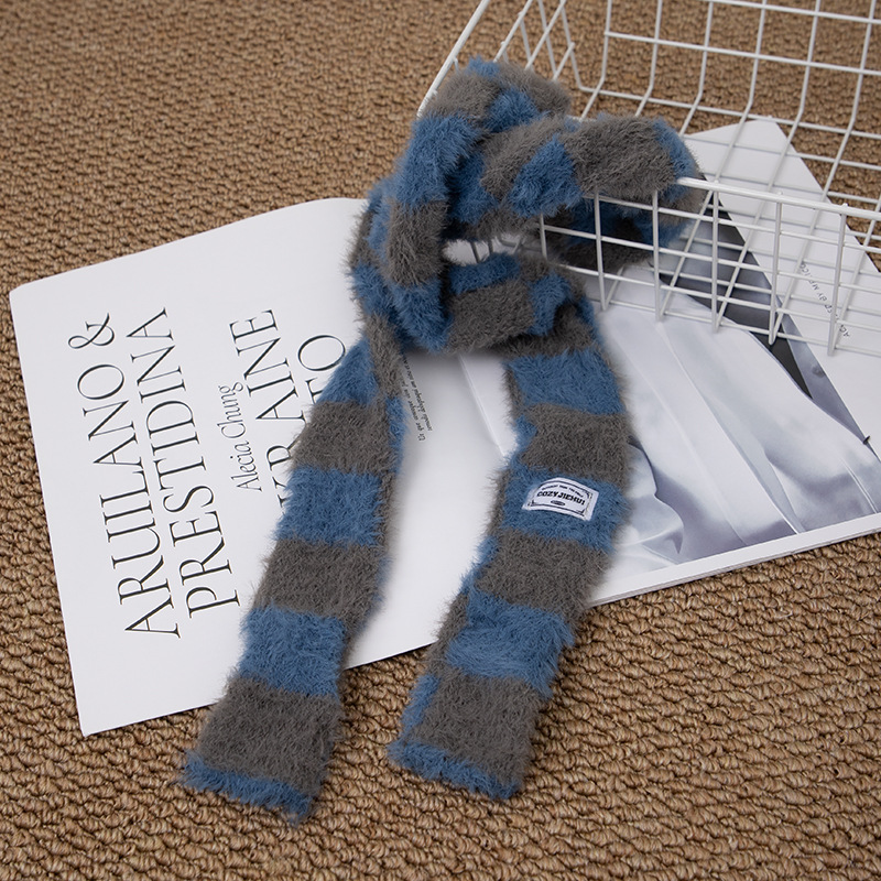 Y2k Striped Plush Narrow Long  - مراجعة Winter Clothing Accessories وسعره