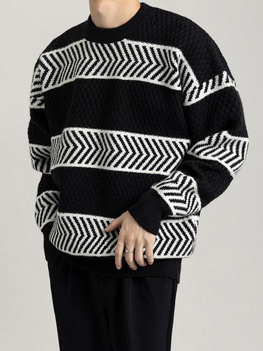 Casual Loose Stripes Pullover  - مراجعة Winter Clothing Hong Kong وسعره