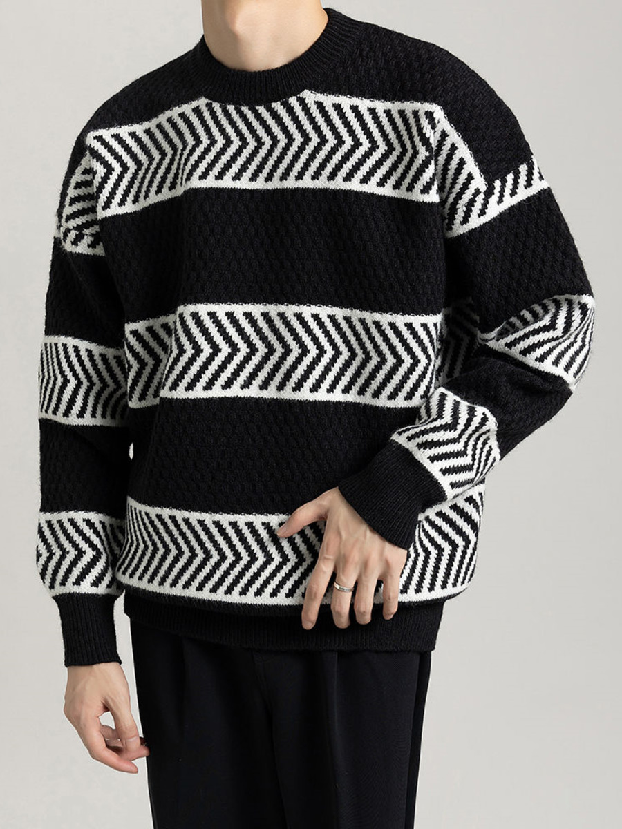 Casual Loose Stripes Pullover  - مراجعة Winter Clothing Hong Kong وسعره