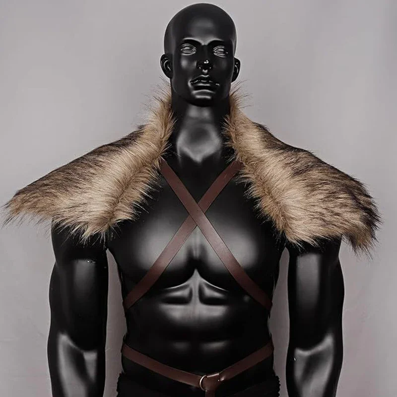 Medieval Men Faux Fur Collar C - مراجعة Winter Clothing Accessories وسعره