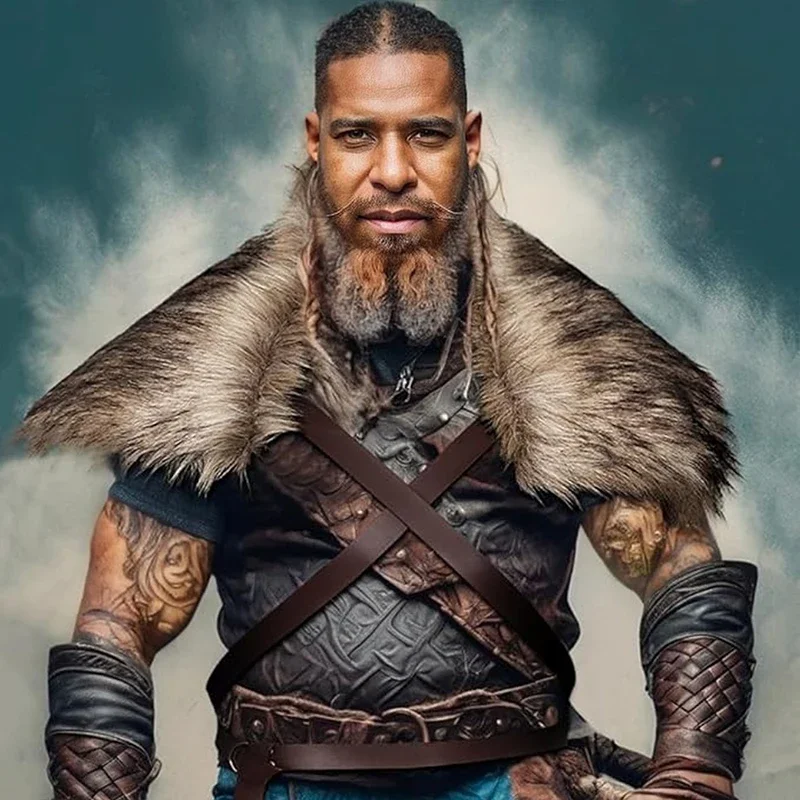 Medieval Men Faux Fur Collar C - مراجعة Winter Clothing Accessories وسعره