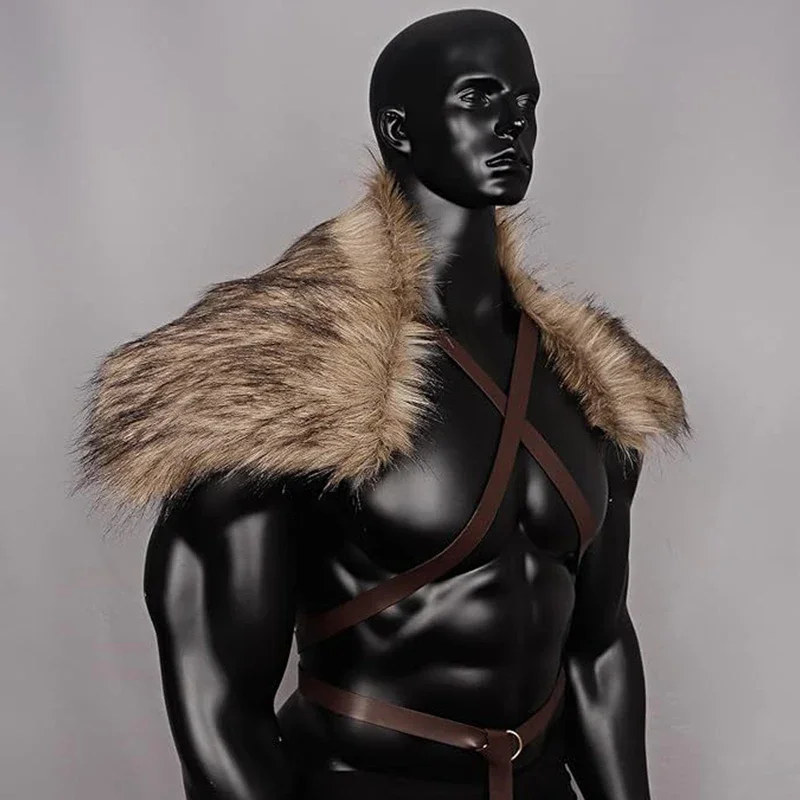 Medieval Men Faux Fur Collar C - مراجعة Winter Clothing Accessories وسعره