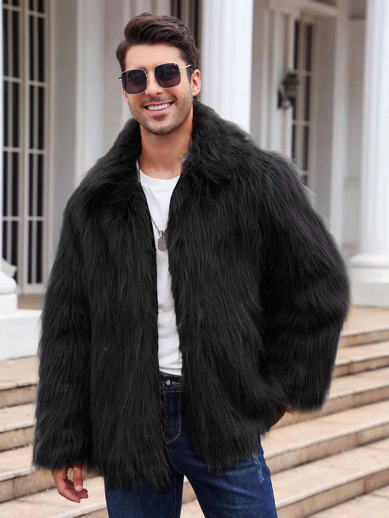 Men Faux Fox Fur Jacket Coat W - مراجعة Winter Clothing Uae وسعره