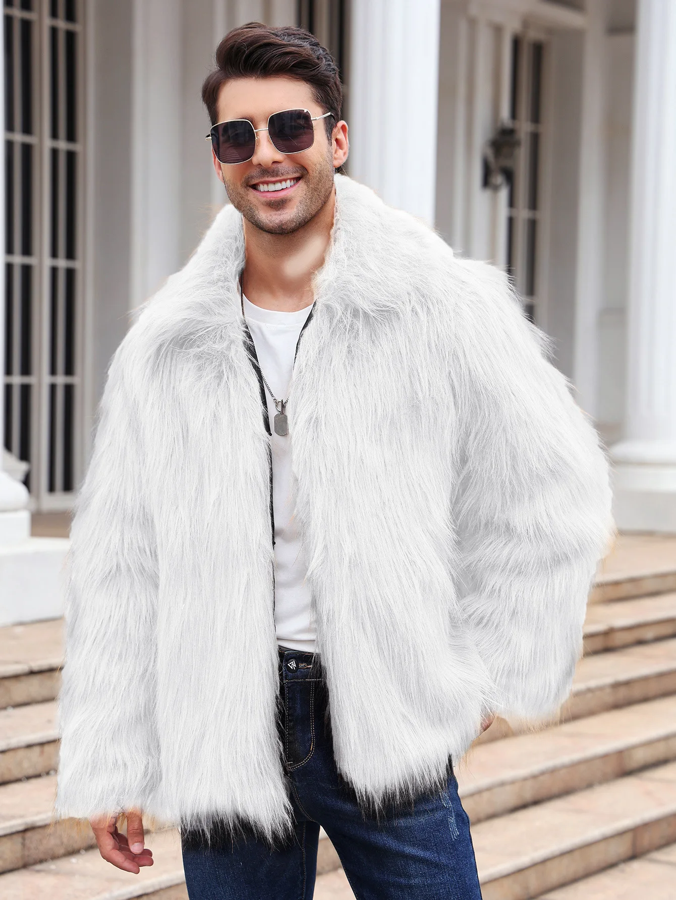 Men Faux Fox Fur Jacket Coat W - مراجعة Winter Clothing Uae وسعره