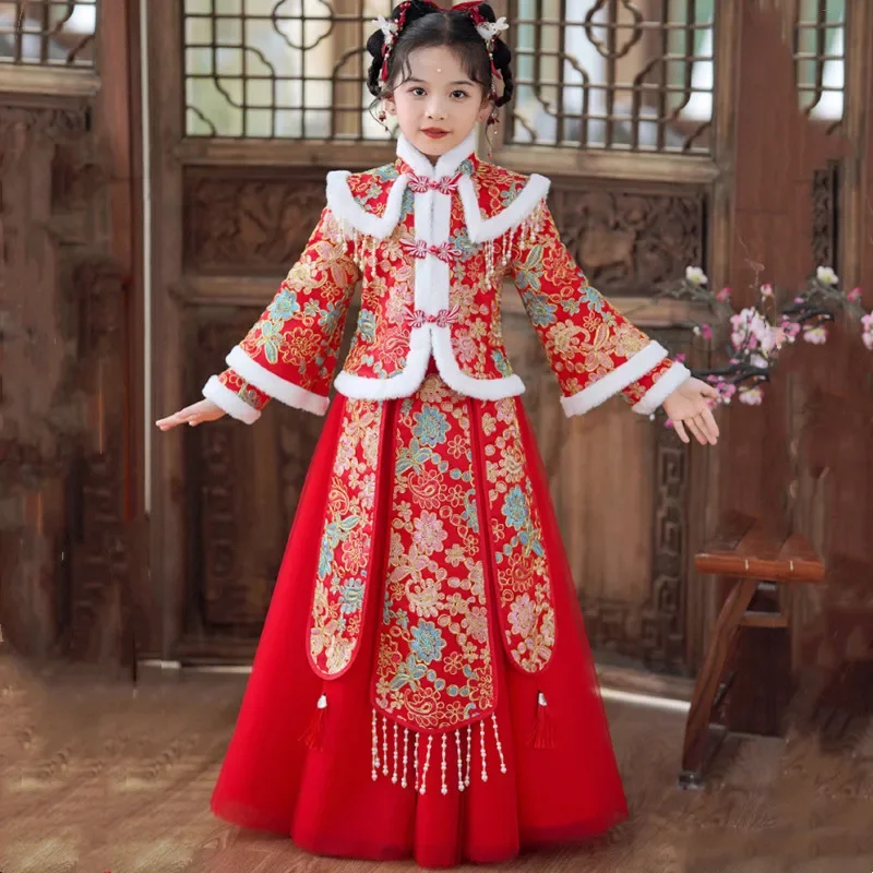 Winter Red Thicken Kids Hanfu  - مراجعة Winter Clothing Baby وسعره