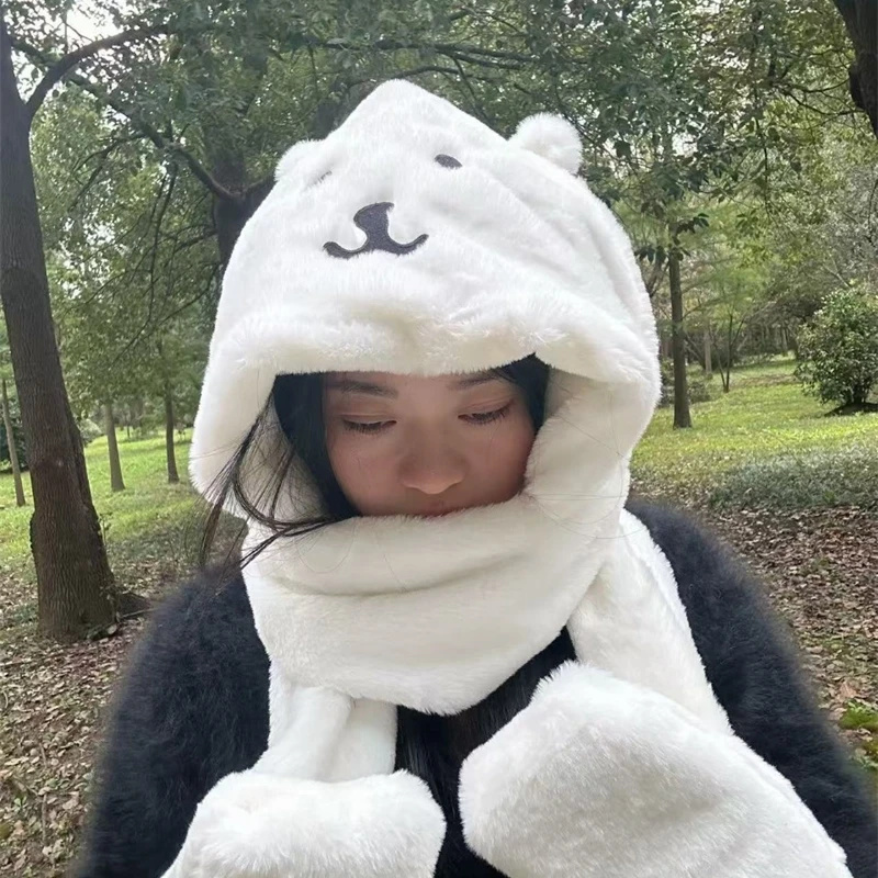 3 In 1 Plush Thick Hooded Hat  - مراجعة Winter Clothing Accessories وسعره