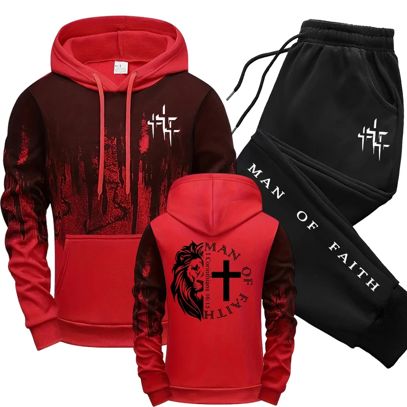 Man of Faith Pattern Men's Set - مراجعة Winter Clothing For وسعره