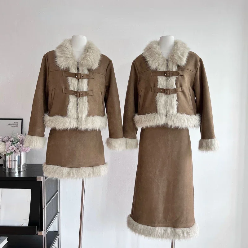 Autumn Retro Faux Fur 2 Piece  - مراجعة Winter Clothing Sales وسعره